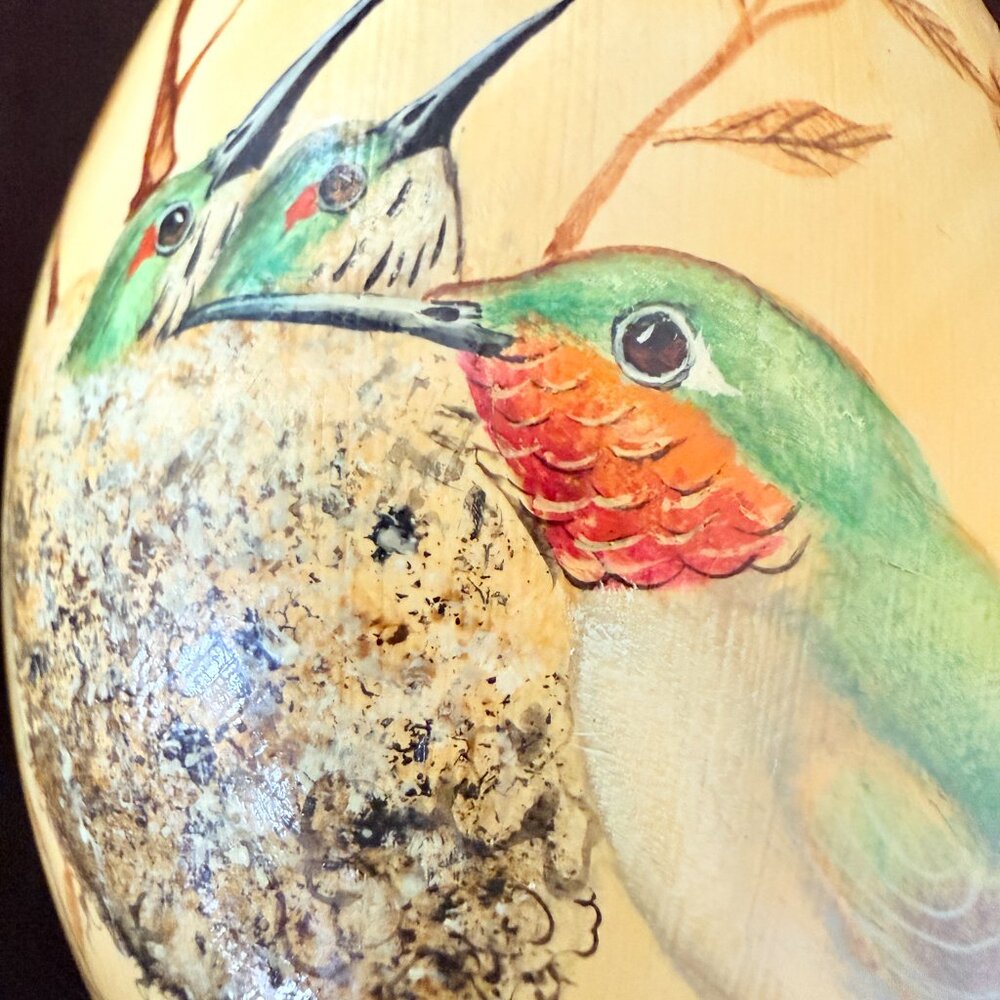 OOAK 1970's Hand Painted Goose Egg Framed - Picture 15 of 17